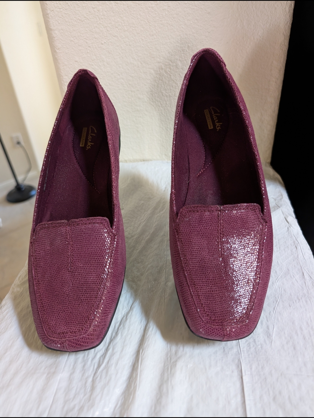 Clarks Women's Burgundy Slip-On Loafers
